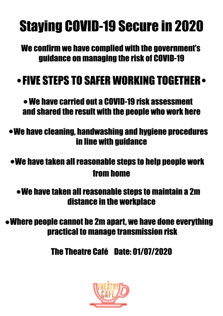 covid risk poster the theatre cafe